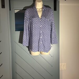 Mc Laughlin Geometric Blue Women's Top size small